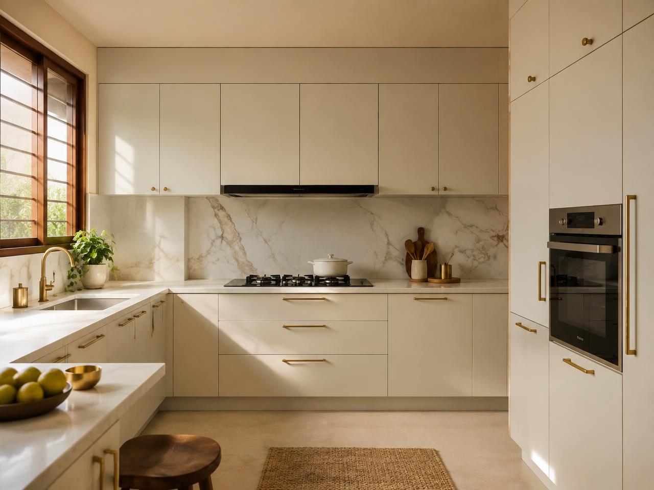 Ivory Brass Modular Kitchen (Demo)