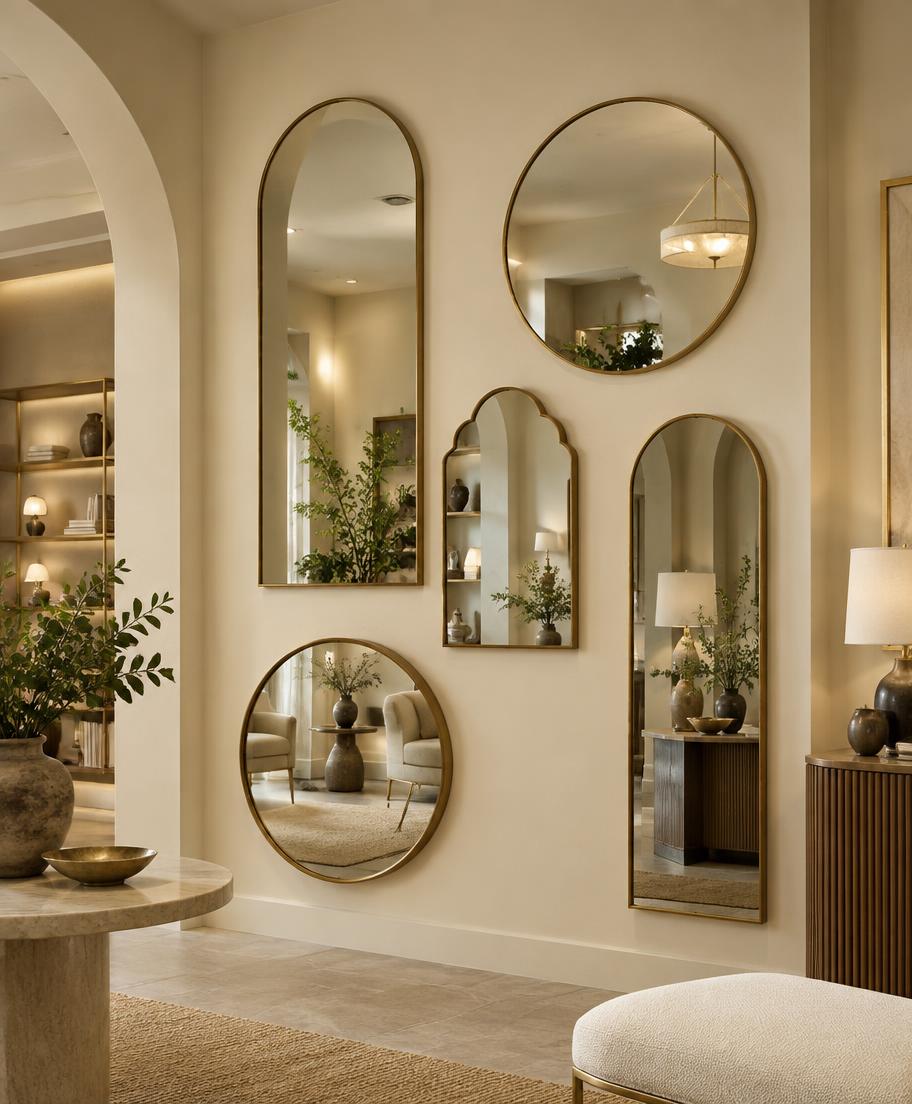 Arched Brass Frame Mirror